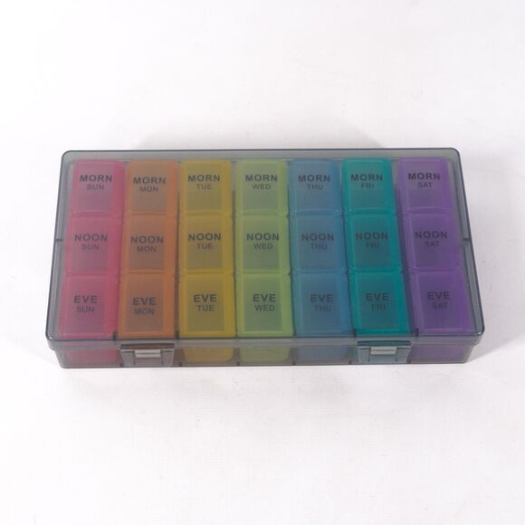 Morning Noon Night Vitamin Organizer 7-Day Pill Box Medicine Storage Container - Picture 1 of 6